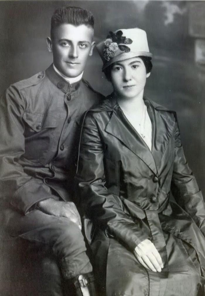 Archival portrait of a World War I soldier and his wife from the Central Key & Safe family archive