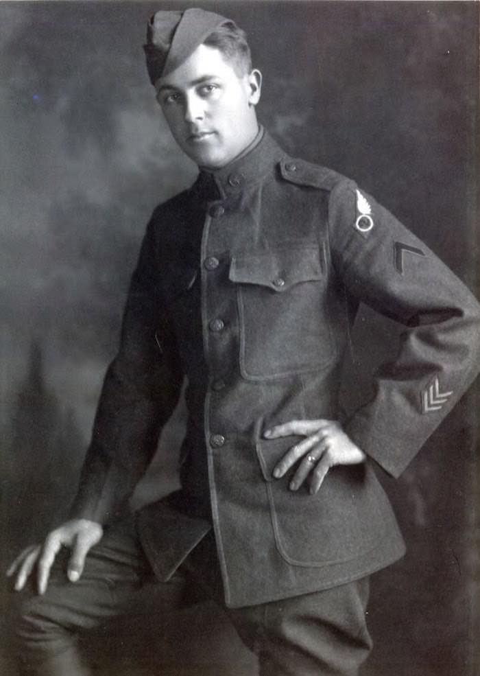 Archival portrait of a World War I soldier in uniform from the Central Key & Safe family archive